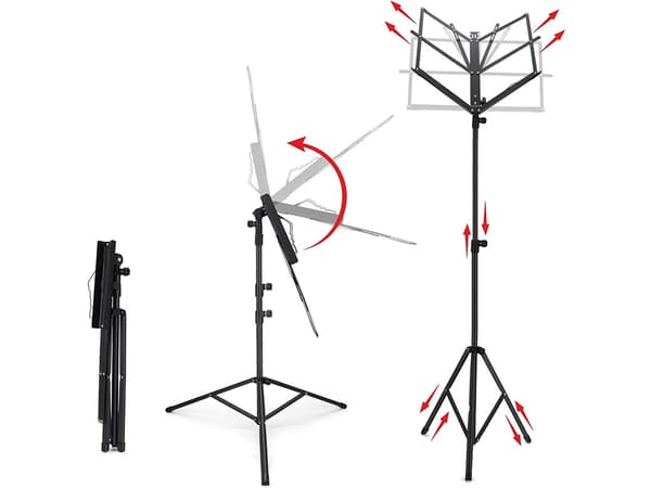 Nodestativ / Stativ til Nodebog - Sammenklappeligt med Taske - 130cm 780