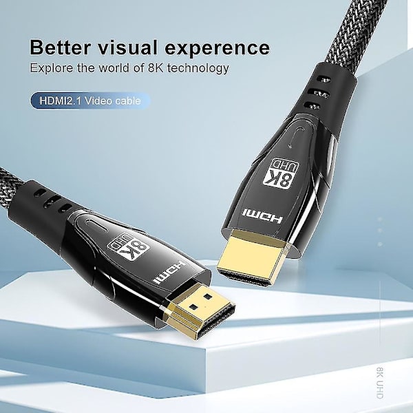 3m HDMI til HDMI Kabel 30AWG 8K/60Hz HDMI 2.1 Tilkoblingsledning for PS5 XBox TV Datamaskin Projektor
