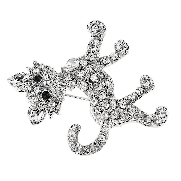 Koreansk Mode Kreativ Katt Brosch Nål Legering Kristall Strass Juvel Silver