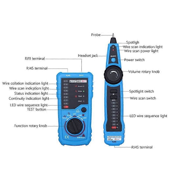 Nettverkskabeltester Kabelsporer Telefonlinjefinner Sporer LAN for RJ11 RJ4nr