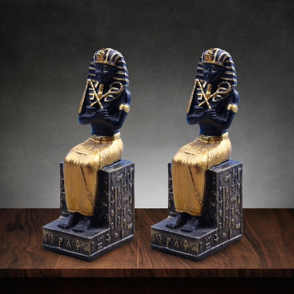 2x harpiks egyptisk farao figur skulptur til skab bordplade dekoration