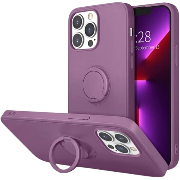 iPhone 12/12 Pro - Silikonecover med Magnetisk Ringholder Vælg Farve Blå
