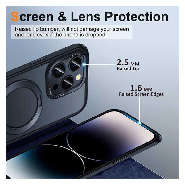 iPhone 15 Pro Max Støtsikkert Magsafe-deksel med Støtte ~CJY Transparent
