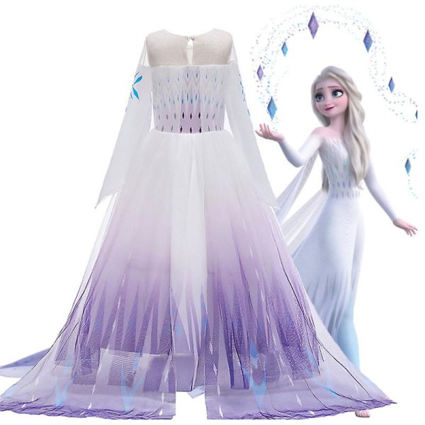 Piger Elsa 2 Kjole Prinsesse Kostume Elsa Prinsesse Isdronning Fancy Dress Up Snefnug Tyl Kjole Outfits Børn Cosplay Fødselsdagsfest Halloween Jul Purple 3-4 Years