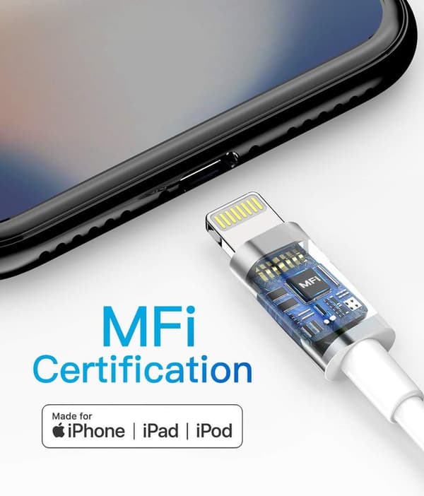 3-pak 2 m iPhone-ladekabel, USB til Lightning-kabel, iPhone-kabel kompatibel med iPhone white