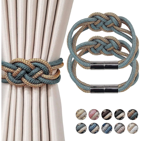 2-pack starka magnetiska gardinbindningar Uppgradera nordisk enkel stil drapering ryggar Dubbelfärgad väv repknut Dekorativ gardinhållare för hem