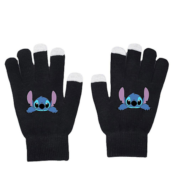 Unisex Lilo & Stitch Hel Fingerhandskar Varma Vinterstickade Handskar Vantar Gåvor B
