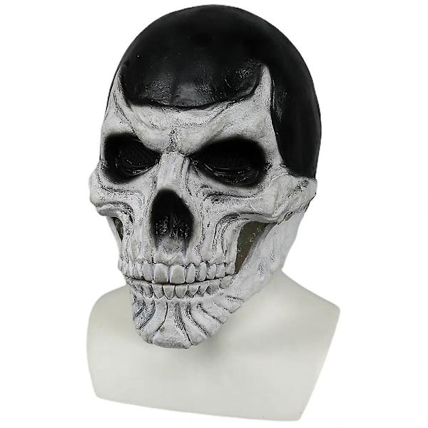 Halloween Dödskalle Ansiktsmasker Läskig Rörlig Käke Hel Huvud Svart Mask Huvudbonad