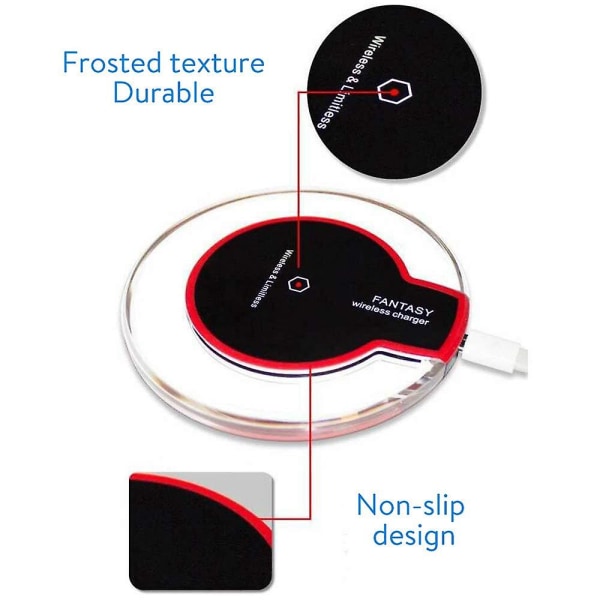 2st Qi trådlös laddare, Qi Portable Universal Wireless Charging Pad kompatibel med Apple Iphone X/iphone 8/8 Plus, Android/samsung Galaxy Note 8/no