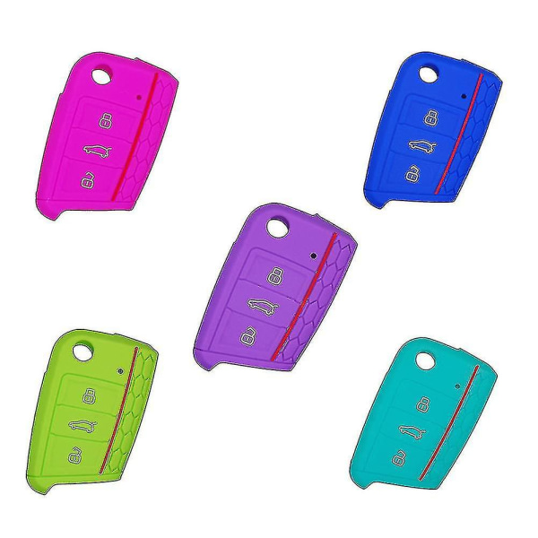 Key Remote Case Cover Shell kompatibel Golf 7 Mk7 Skoda A7 Silikon Biltillbehör Purple