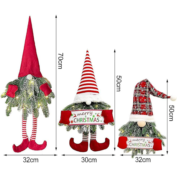 Juledekorasjon med nisse, kortbeint juledekorasjon, lysende julegnom, hengende julepynt i filt, håndlaget svensk nisse