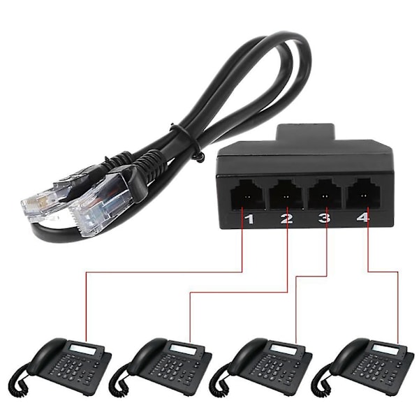 Rj45 til Rj11 konverter adapter 4 porte telefon splitter Fremragende linje konverter netværk telefon adapter 2 pakker