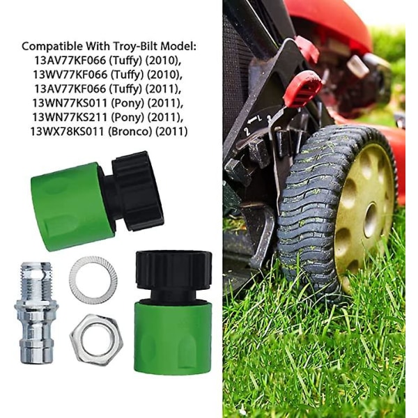 Vaskesett for gressklipperdekk kompatibelt med Mtd, Troy-bilt, Craftsman gressklippertraktor, Cub Cadet dekkvaskadapter hurtigkoblingssett for sitteklipper
