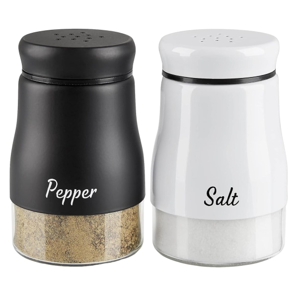 2 stk 120 ml salt pepper shaker rustfritt stål klart glass med stor kapasitet påfyllbar krydder dispenser beholder Krydderflaske Kjøkkenutstyr Black White
