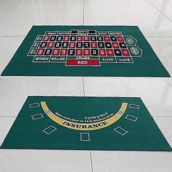 Bordcasino Filts Layout - Dobbeltsidet Pokerspilsmåtte Til Texas Holdem Og Blackjack Professionel Kvalitet Roulette