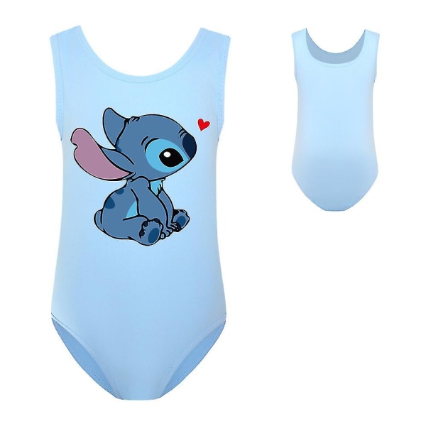 Barn Jenter Lilo And Stitch Cartoon Badetøy One Piece Badedrakt Strand Svømme Surf Dress Gave 9-14 år Sky Blue 11-12Y