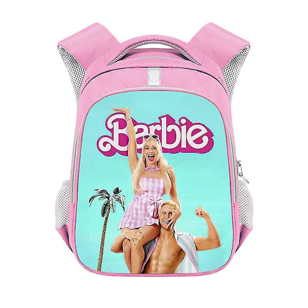 Pinkki Barbie Girl -reppu heijastavalla nauhalla, suurikapasiteettinen oppilaan reppu 7