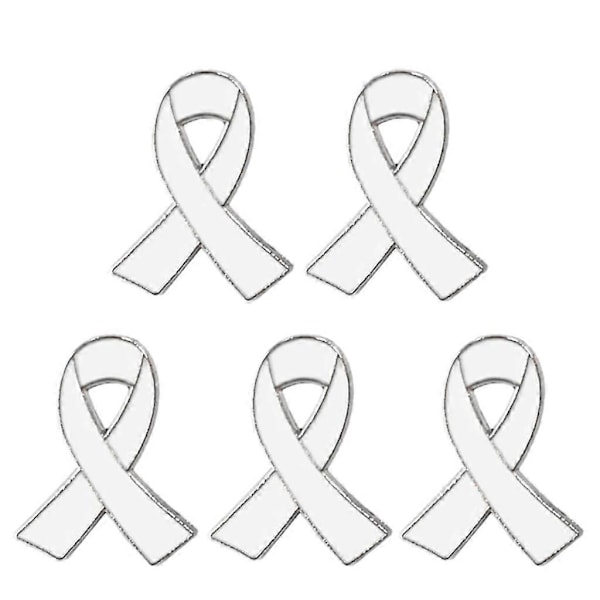 5 Stykker Bånd Broche Nål Revers Nål Corsage Nål Legeringsmateriale Bånd Corsage Nål til Brystkræft og AIDS Bevidsthed White
