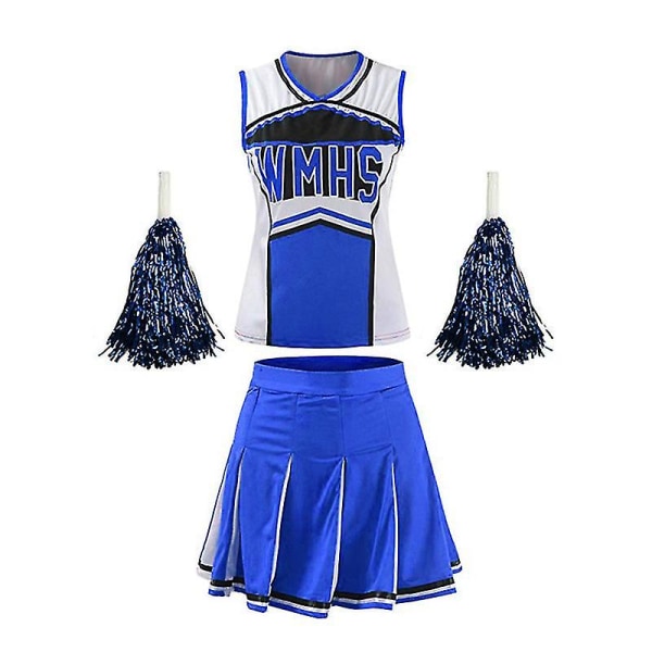 High School Glee Club Pige Cheerleader Kostume Glee Style Cheerleading Varsity Cheerleader Cheerios Kostume Fancy Dress Uniform Tw Blue L