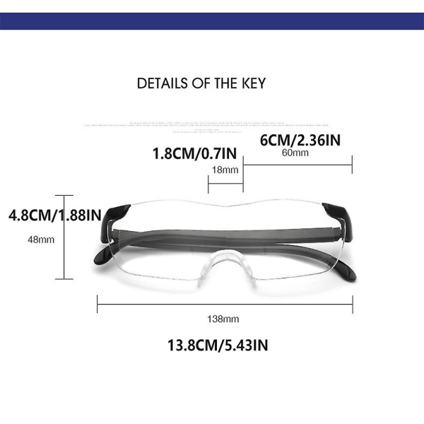 Forstørrende lesebriller Brilleforstørrelsesglass forstørrer for synslinse