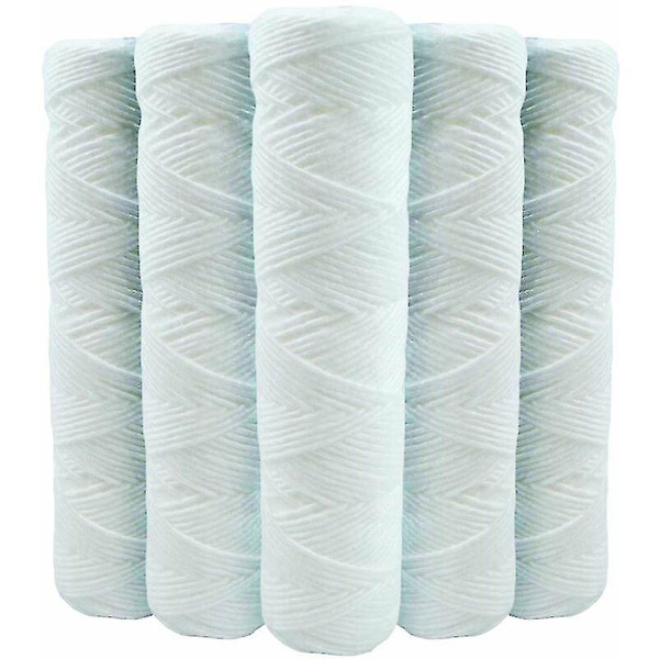 Sett med 5 spiralformede vannfilterpatroner Anti-sediment 9 tommer 3/4 - 5 mikron Kompatibel med 10 tommers filtre Laget i Frankrike-kryc
