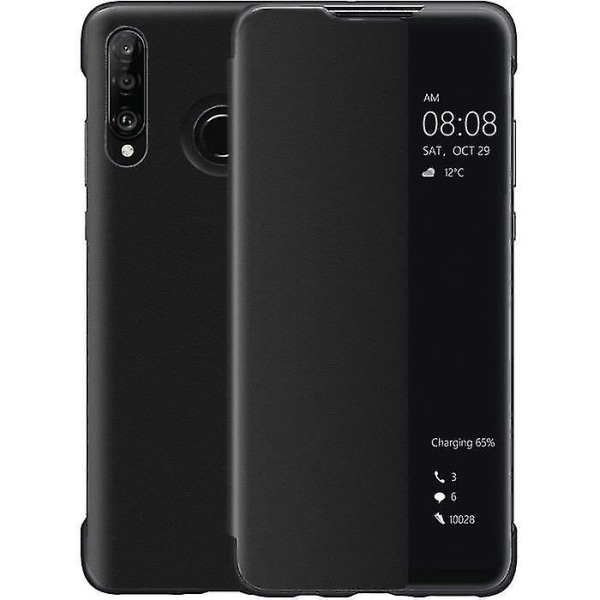 Huawei P30 Lite Case, Smart View Leather Flip Case, [power ][fullständigt skydd](p30lite,bla