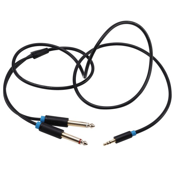 3,5 mm til 6,35 mm Adapter Lydkabel til Mixer Forstærker Højttaler Guldbelagt 6,5 mm 3,5 Han Splitter