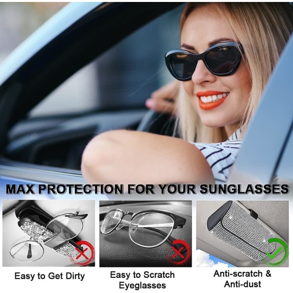 Auto Sonnenblende Brillenhalter Sonnenbrillen Etui Universal Automotive  Funkelnde Kristalle Brillenhalter Schutzbox Aufbewahrungsbox Organizer Mit  Mag 8c38