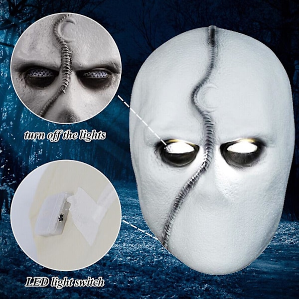 Moon Knight Marc Specto LED Maske Cosplay Latex Hjelm Party Halloween Bar Tilbehør