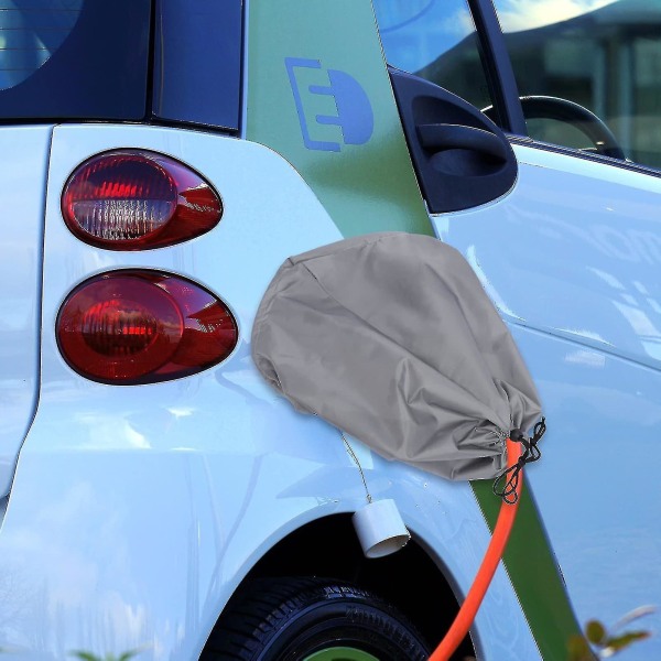 Ev Oplader Port Dæk Vandtæt Regnslag Sne Regn Sol Støvbeskyttelsesdæksel Til De Fleste Elbiler Oplader Gray