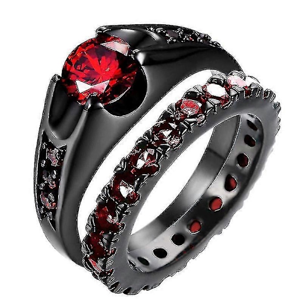 Mote Svart Wolfram Bryllup Keltisk Drage Ring Med Grønn/rød Zirkonia Punk Herre Rustfritt Stål Karbonfiber Par Ring Red Men 10
