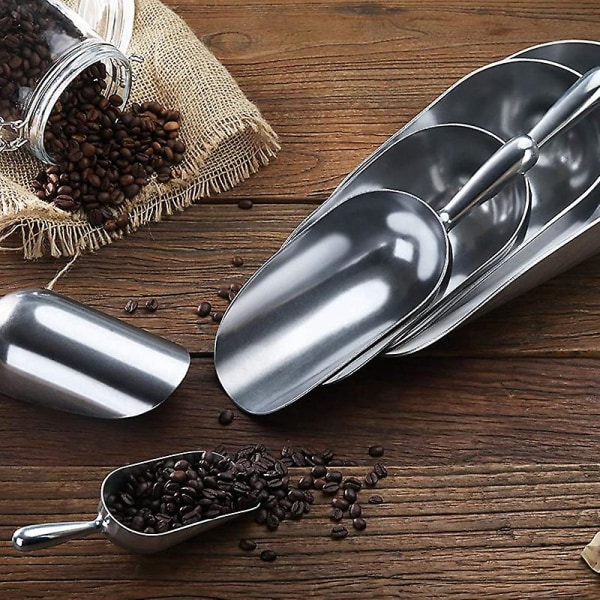 Gjuten aluminium rundbottnad stång ismjöl Utility Scoop, Silver 10"