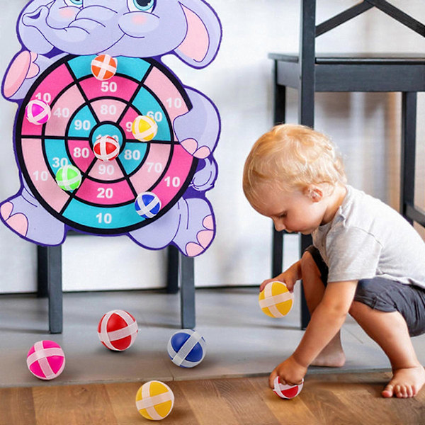 1 Sett Tegneserie Klebrig Mål Ball Leker Dart Dartbrett Leketøy Klebrig Dart Ball Leketøy Klebrig Ball Leketøy Rask purple elephant model