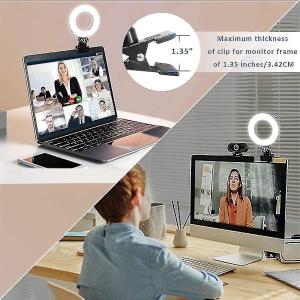 Videoneuvotteluvalaistuspaketti, Näyttöön Kiinnitettävä Valo, Etätyöhön, Etäopetukseen, Zoom-Puheluiden Valo, Omaan Lähetykseen Ja Live-Striimaukseen