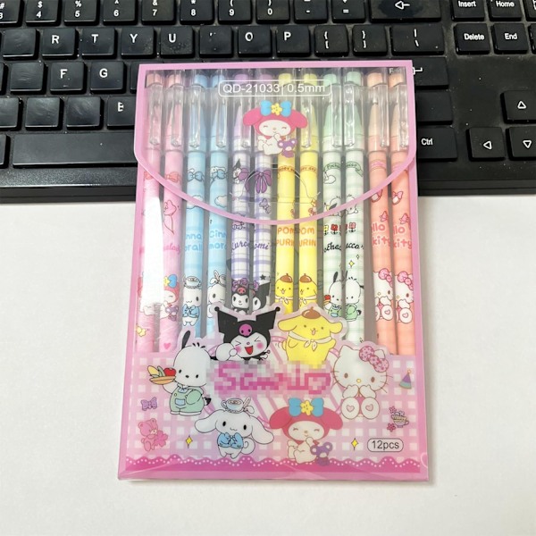 Anime skoleartikler 12 stk. sorte penne søde merch tilbage til skolen artikler