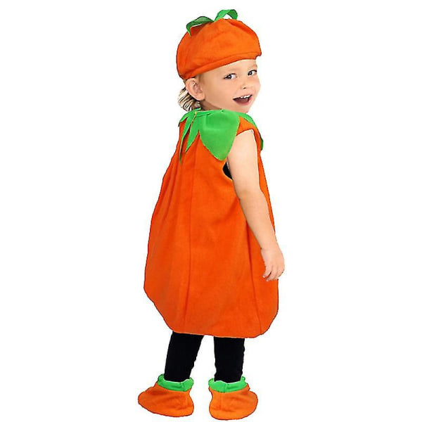 1 sæt Halloween kostume Baby Pumpkin Romper Bodysuit M/hat Sko Jumpsuit Outfit 90CM