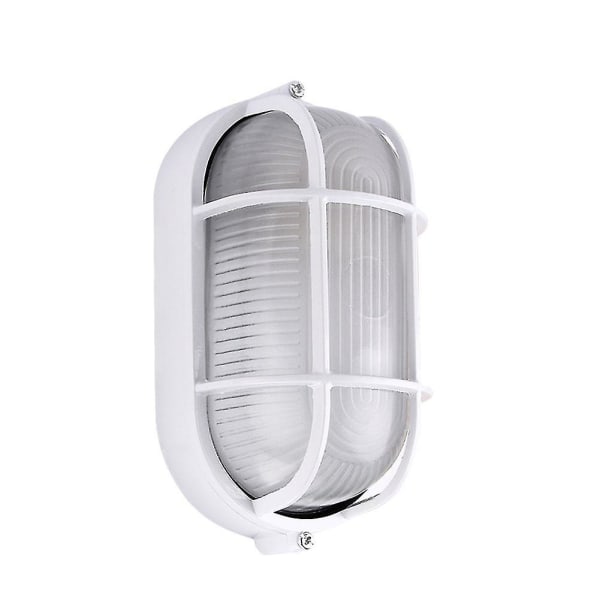 Yaju Oval skotlampe med ledningsbeskyttelse og glasafskærmning, 60 W (1 stk, hvid
