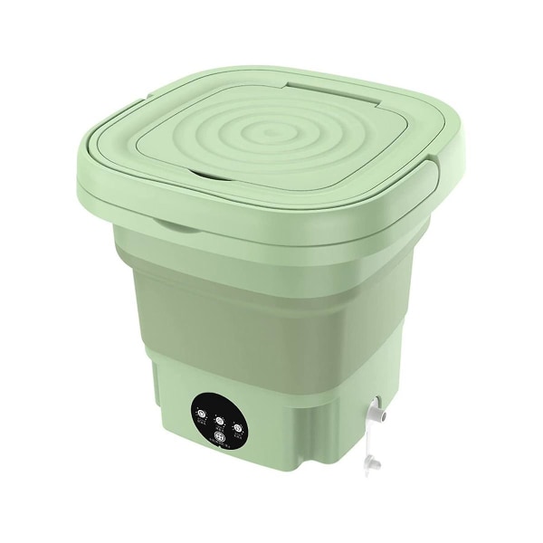 Bärbar tvättmaskin, hopfällbar mini tvättmaskin Sterilisering Tork tvättmaskin för kläder Eu Plug Green
