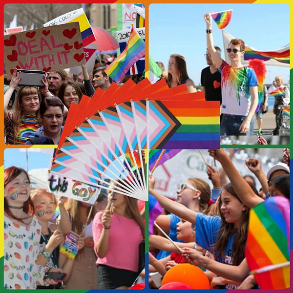 20 st Pride-flaggor i regnbågsfärger, små mini-flaggor att hålla i handen på pinnar