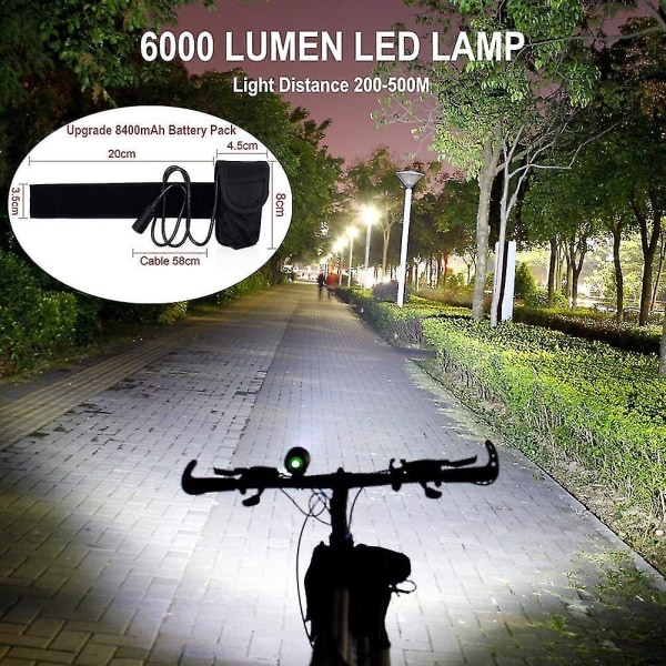 Pyöränvalot, 6000 lumenia 5 LED polkupyöränvalo, 3 tilaa polkupyörän etuvalo