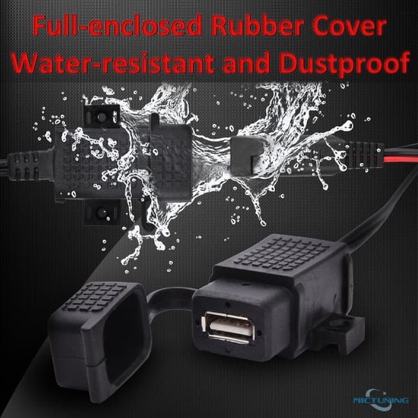 3.1Amp Vanntett Motorsykkel Dobbel USB Lader Kit SAE til USB Adapter