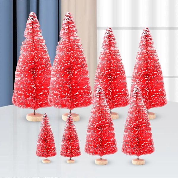 8 st Skrivbordsminiatyrer Tall Mini Konstgjord Julgran för Julfest Red
