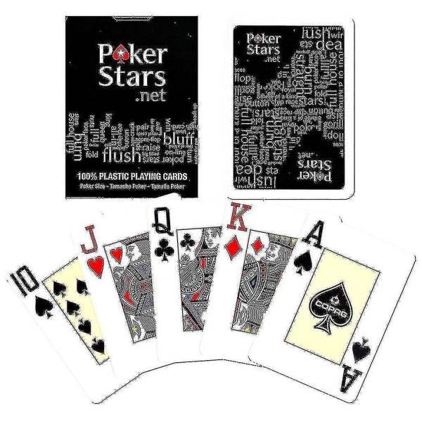 Musta, Pokerstarsin pelikortti - 100 % muovia - musta Black