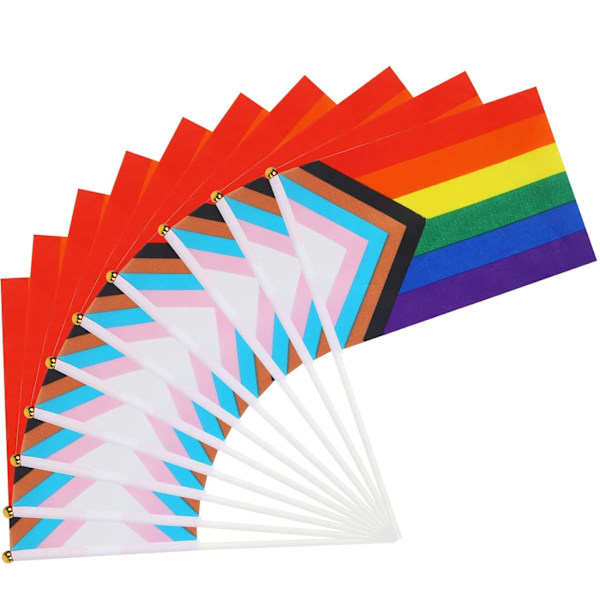 20 st Pride-flaggor i regnbågsfärger, små mini-flaggor att hålla i handen på pinnar