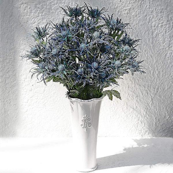 1 stk. Kunstig Tidselblomst i Naturlig Størrelse, Realistisk Rustik Blå Tidsel Dekoration Spray Eryngium