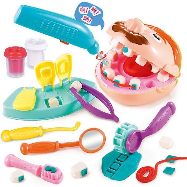Perfekt kraft Kids Lilla Tandläkar Leklera Set Leksak Doktor Borra och Fyll Leksats Leksaksset