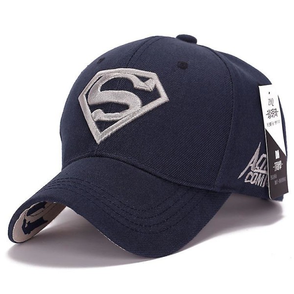 Winter Superman Herre Baseball Cap Snapback Sports Trucker Justerbar Hat Navy Blue And Silver
