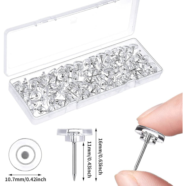 300 kpl Läpinäkyviä Nuppineuloja, 10,7 * 11 mm Pituus Push Pins Korkkitaulu Neulat Ja Nuppineulat Muovirasiassa Seinä Tasainen Nuppineula Maailmankartta Seinälle N