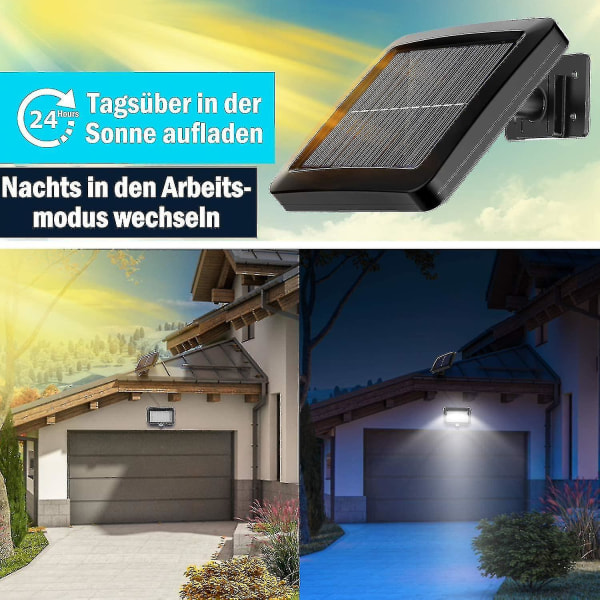 2-pack 56 led solcellslampor utomhus med rörelsesensor, Ip65 vattentät, 120 ljusvinkel, med 16,5 m kabel [energiklass A++]