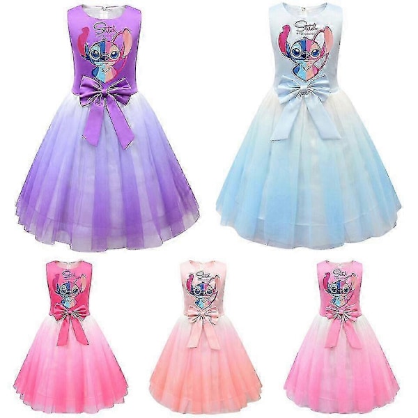 Flickor Lilo Stitch Kostym Plisserad Kjol V Blue 6-7years